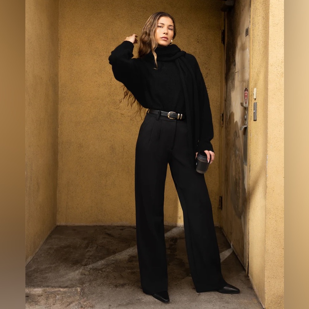 NEW Favorite Daughter The Favorite Pants Black High Waist Wide Leg Size 14 - Picture 1 of 11
